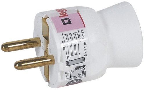 Вилка электрическая с заземлением прямая Legrand Helium 16А белый картинка 